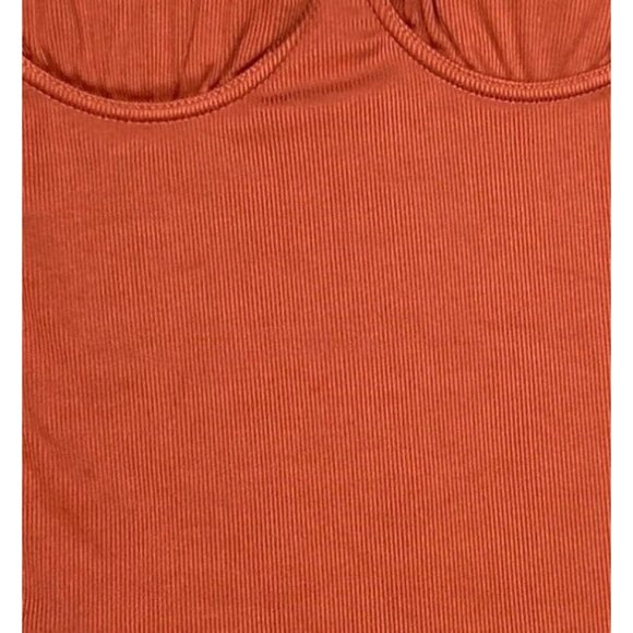 Womens Ribbed One-Piece Underwire One-Piece Swimsuit in Rust Orange Size Small - Picture 3 of 3